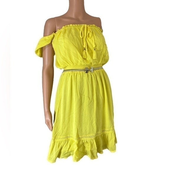 𝅺LULU’S Lemon Drop Cold Shoulder Midi Dress- Size Small - Picture 1 of 6